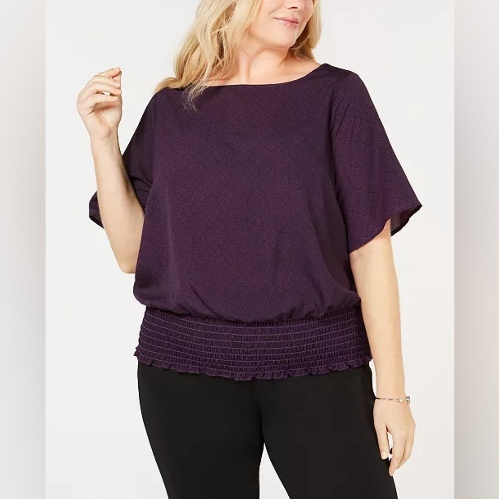 Michael Kors Boho-Style Purple Blouse with Wide Sleeves Sz XL